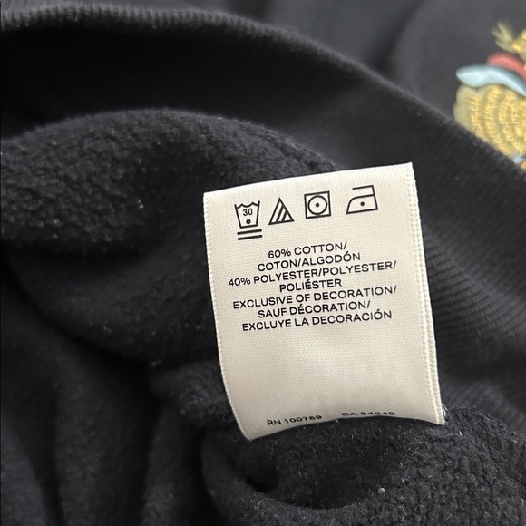 Scotch & Soda Embroidered Floral Sleeve Hoodie Black Pullover Sweatshirt Size L - Picture 8 of 8